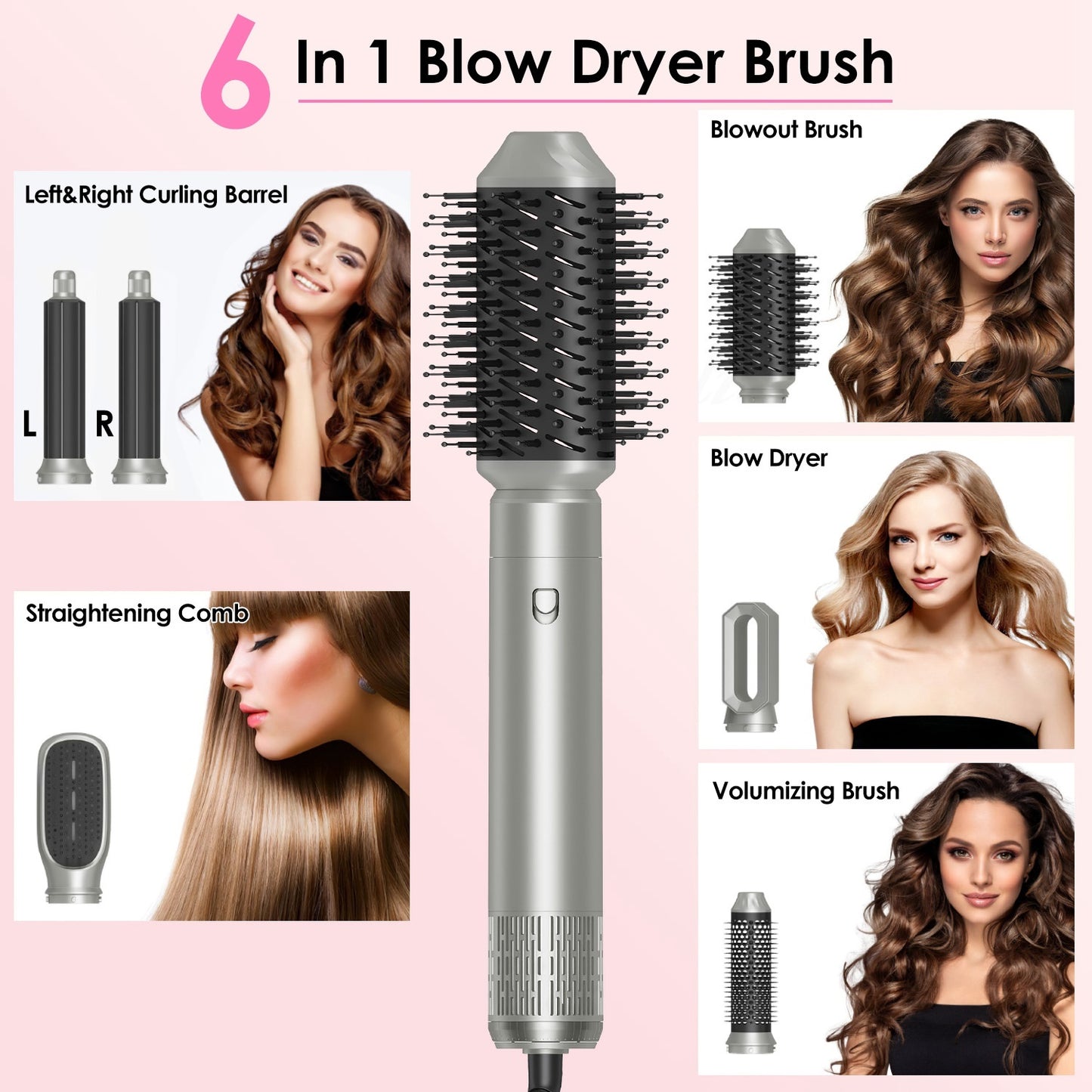 6 In 1 Hot Air Styler With 3 Temp Settings