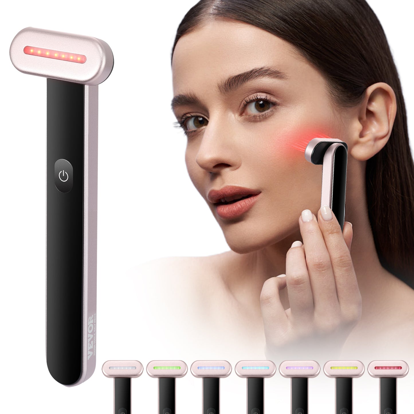 VEVOR 7 Color LED Facial Wand Red Light Therapy